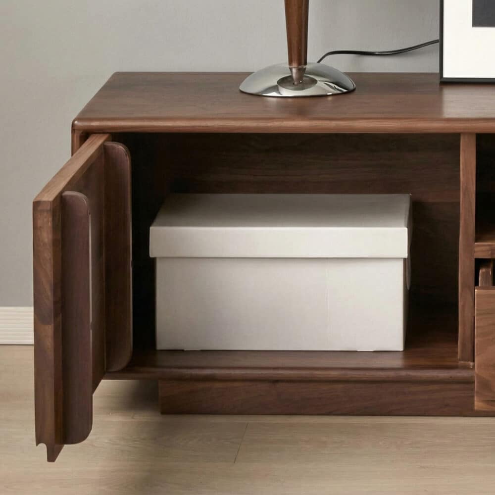 Modern Walnut Wood TV Stand with Storage Cabinets - resized - 相册图 #5 Modern Walnut Wood TV Stand with Storage Cabinets 相册图 #5 resized