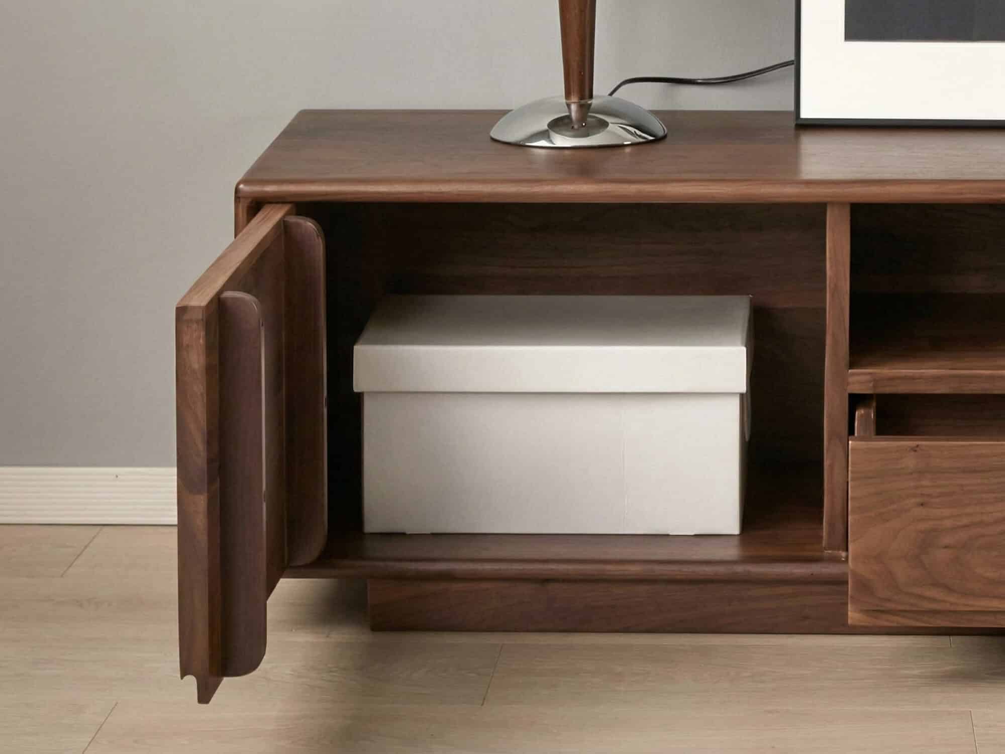 Modern Walnut Wood TV Stand with Storage Cabinets - resized - 相册图 #5 Modern Walnut Wood TV Stand with Storage Cabinets 相册图 #5 resized