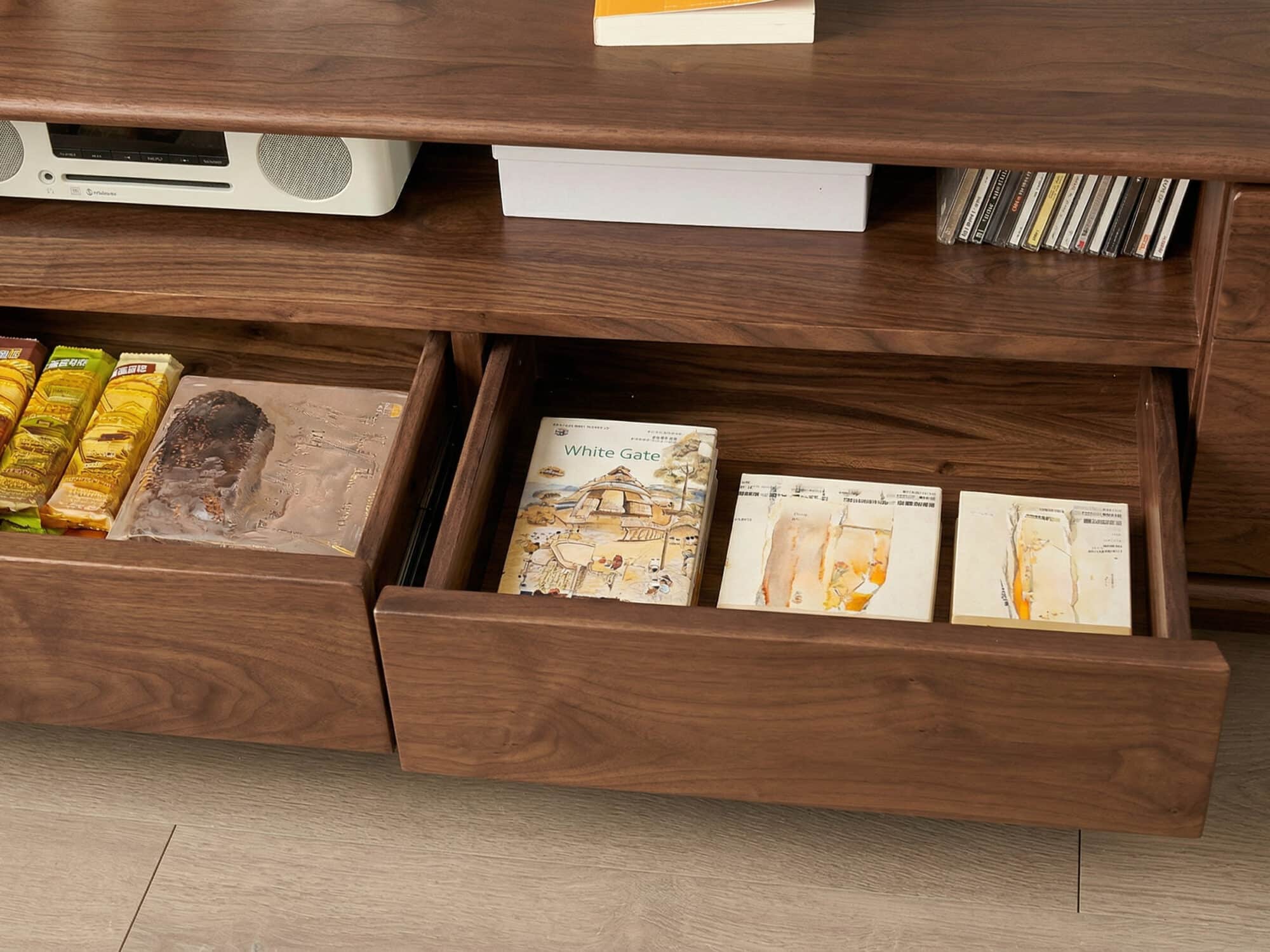 Modern Walnut Wood TV Stand with Storage Cabinets - resized - 相册图 #8 Modern Walnut Wood TV Stand with Storage Cabinets 相册图 #8 resized