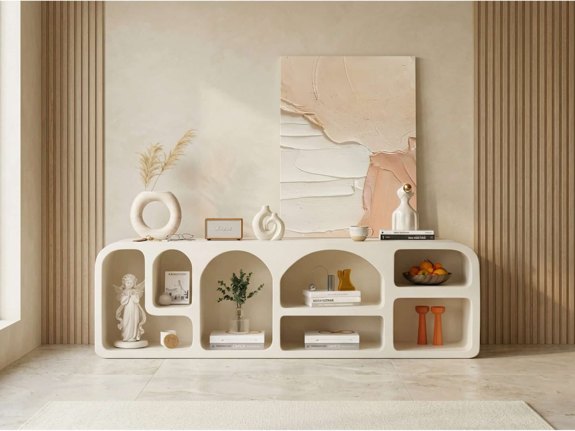 Modern White Arched TV Cabinet Cave-Inspired Design for Stylish Storage - scene - 相册图 #2 Modern White Arched TV Cabinet Cave-Inspired Design for Stylish Storage 相册图 #2 scene