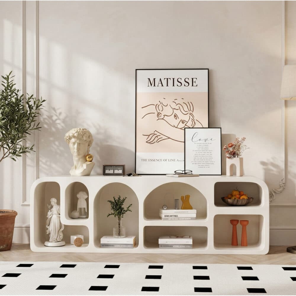 Modern White Arched TV Cabinet Cave-Inspired Design for Stylish Storage - scene - 相册图 #3 Modern White Arched TV Cabinet Cave-Inspired Design for Stylish Storage 相册图 #3 scene