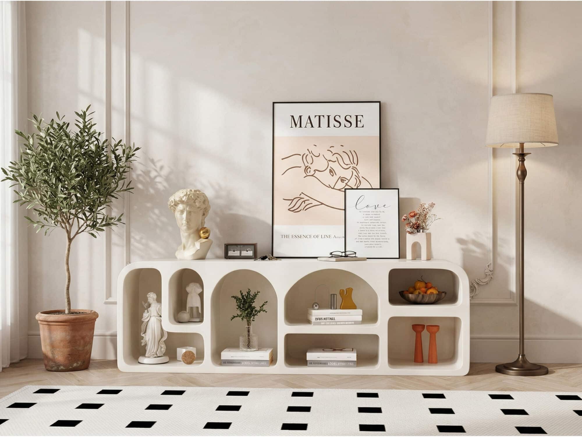 Modern White Arched TV Cabinet Cave-Inspired Design for Stylish Storage - scene - 相册图 #3 Modern White Arched TV Cabinet Cave-Inspired Design for Stylish Storage 相册图 #3 scene