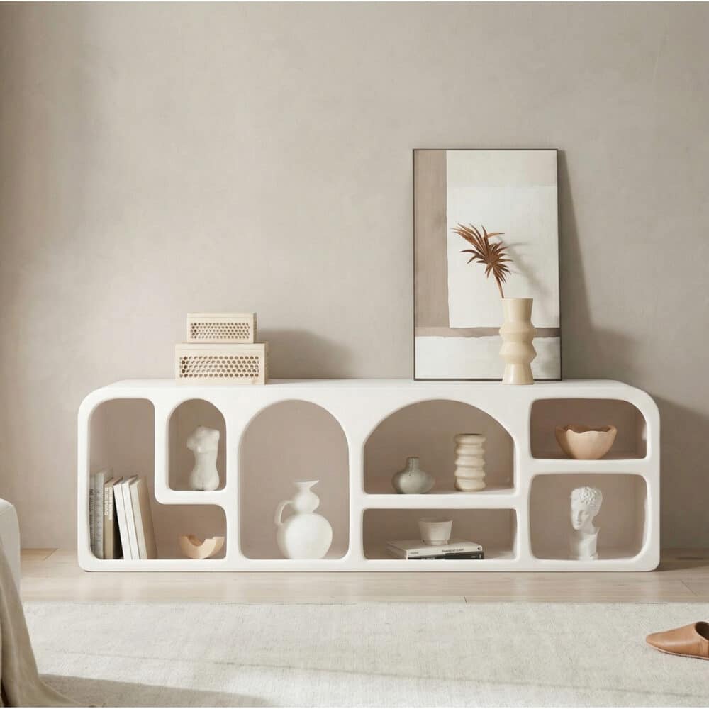 Modern White Arched TV Cabinet Cave-Inspired Design for Stylish Storage - scene - 相册图 #4 Modern White Arched TV Cabinet Cave-Inspired Design for Stylish Storage 相册图 #4 scene