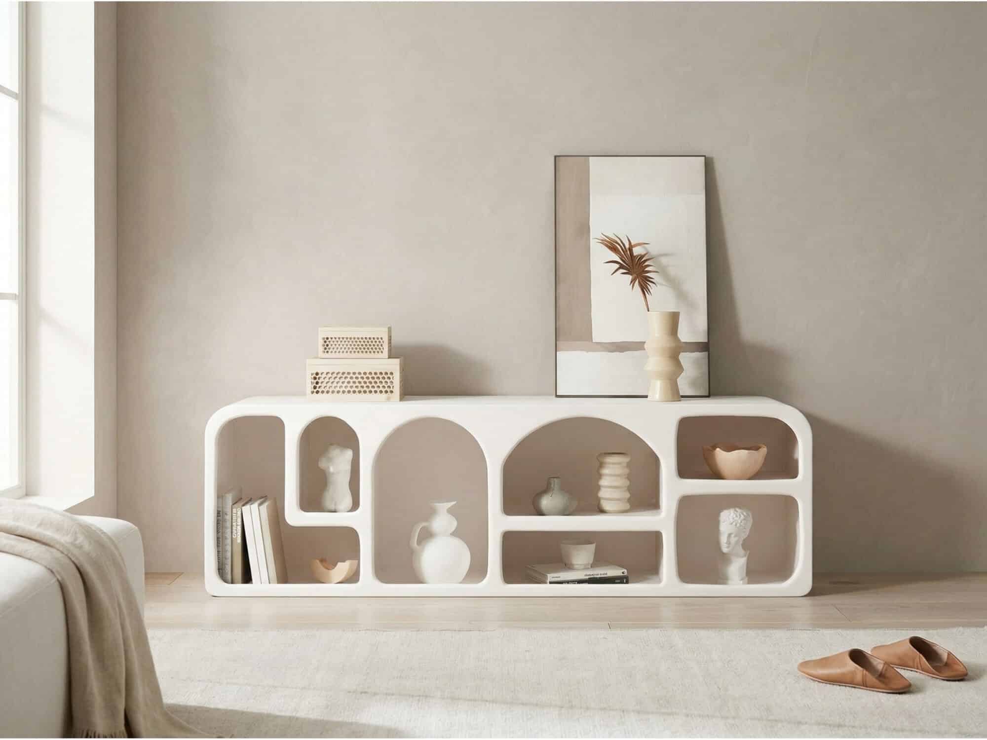 Modern White Arched TV Cabinet Cave-Inspired Design for Stylish Storage - scene - 相册图 #4 Modern White Arched TV Cabinet Cave-Inspired Design for Stylish Storage 相册图 #4 scene