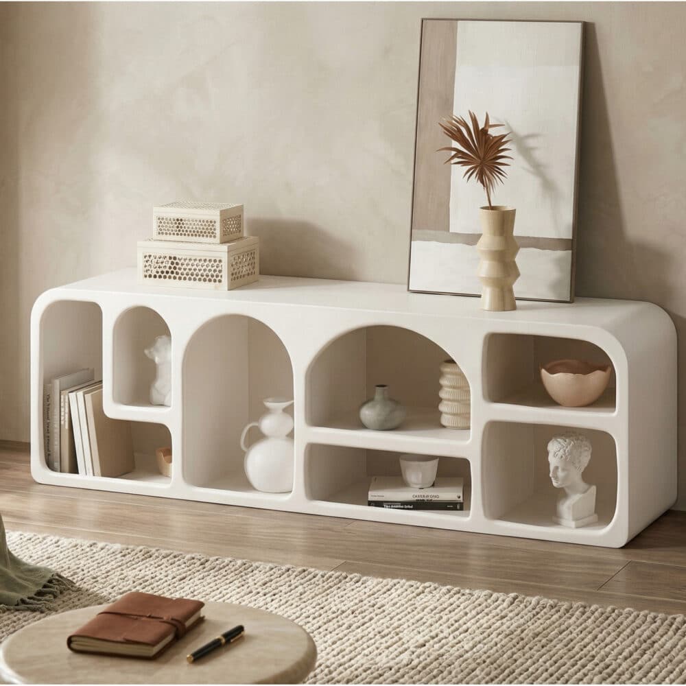 Modern White Arched TV Cabinet Cave-Inspired Design for Stylish Storage - scene - 相册图 #5 Modern White Arched TV Cabinet Cave-Inspired Design for Stylish Storage 相册图 #5 scene