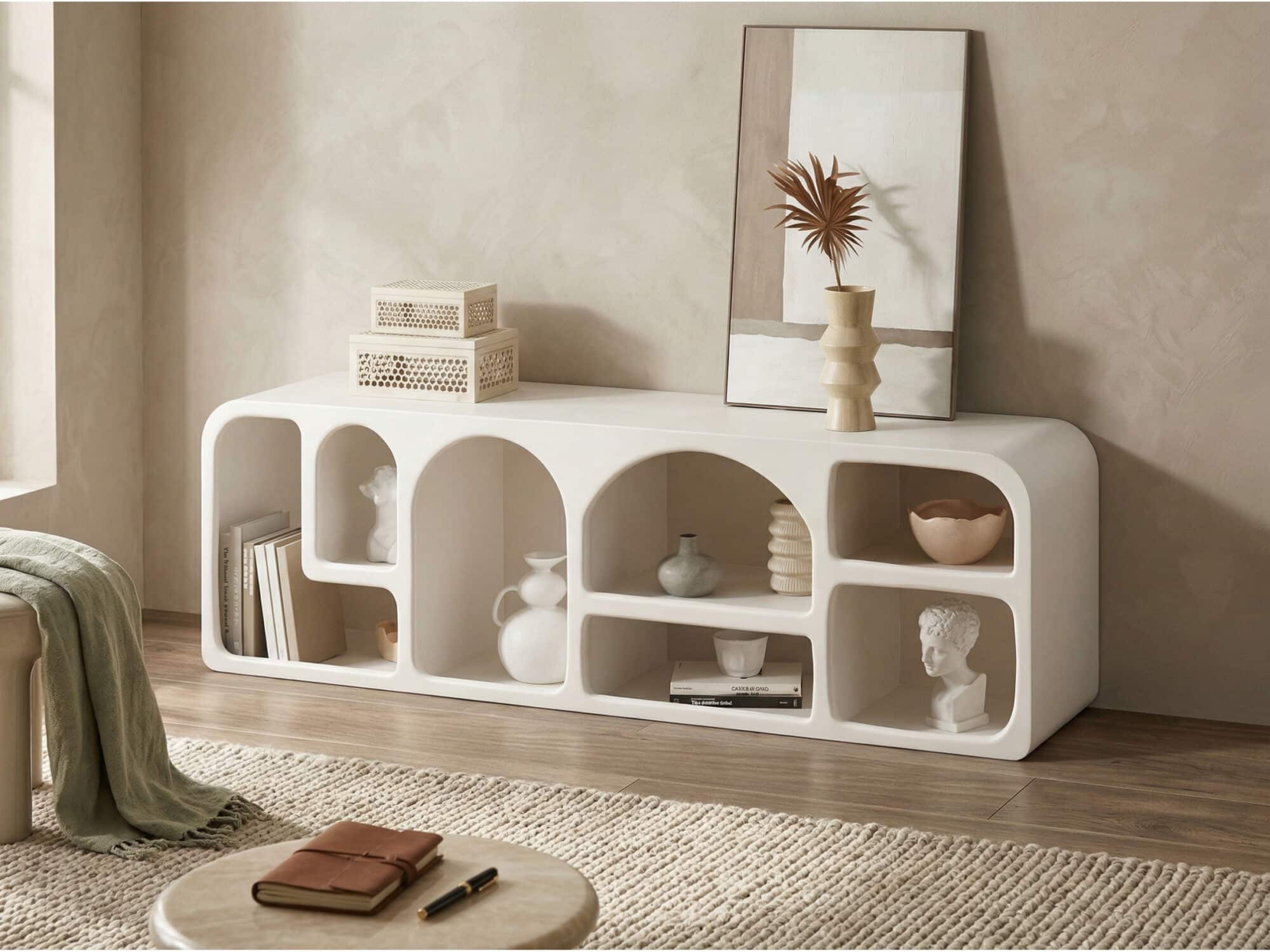 Modern White Arched TV Cabinet Cave-Inspired Design for Stylish Storage - scene - 相册图 #5 Modern White Arched TV Cabinet Cave-Inspired Design for Stylish Storage 相册图 #5 scene