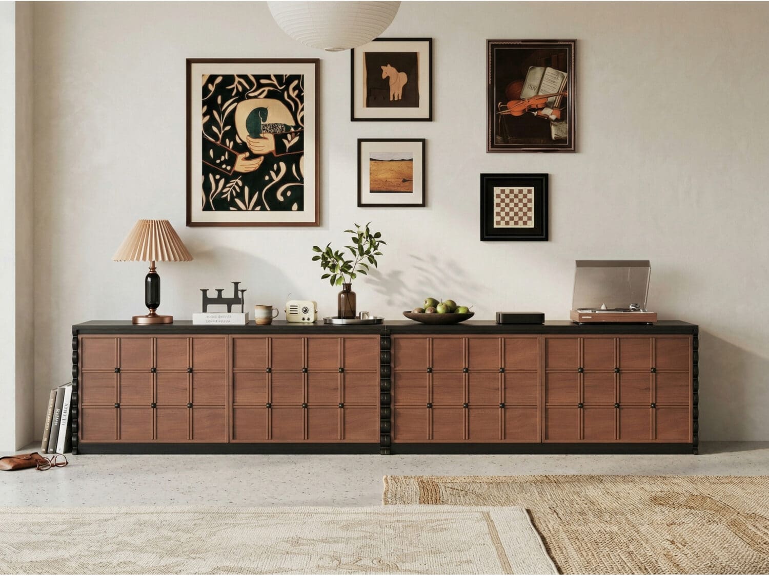 Modular Wooden TV Stand Set Optional Combination Media Console with Storage Cabinets 相册图 #1 scene