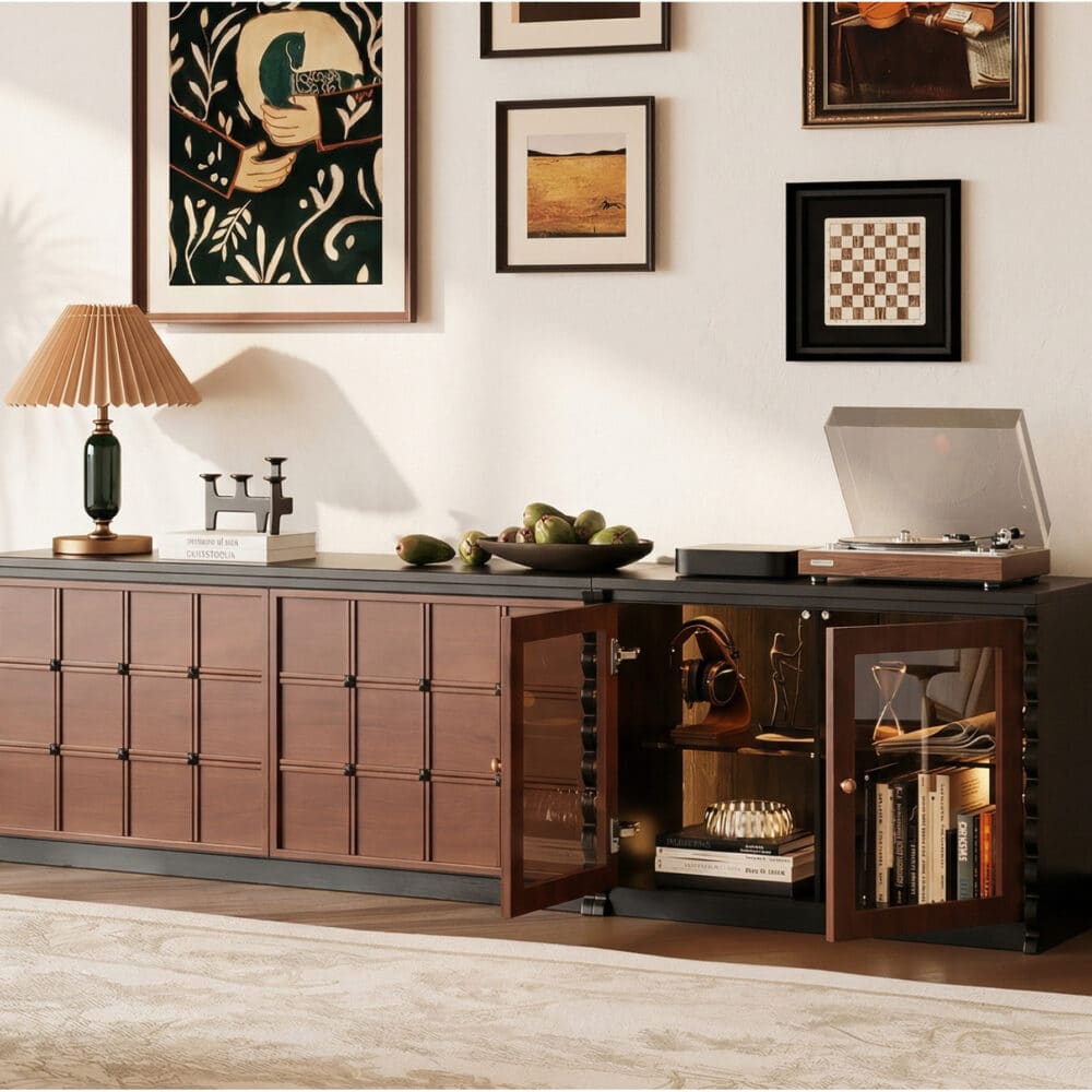 Modular Wooden TV Stand Set Optional Combination Media Console with Storage Cabinets - scene - 相册图 #2 Modular Wooden TV Stand Set Optional Combination Media Console with Storage Cabinets 相册图 #2 scene