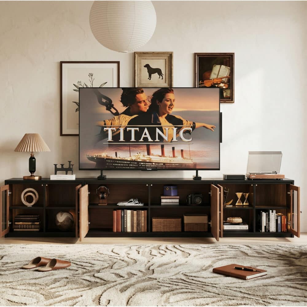 Modular Wooden TV Stand Set Optional Combination Media Console with Storage Cabinets - scene - 相册图 #4 Modular Wooden TV Stand Set Optional Combination Media Console with Storage Cabinets 相册图 #4 scene