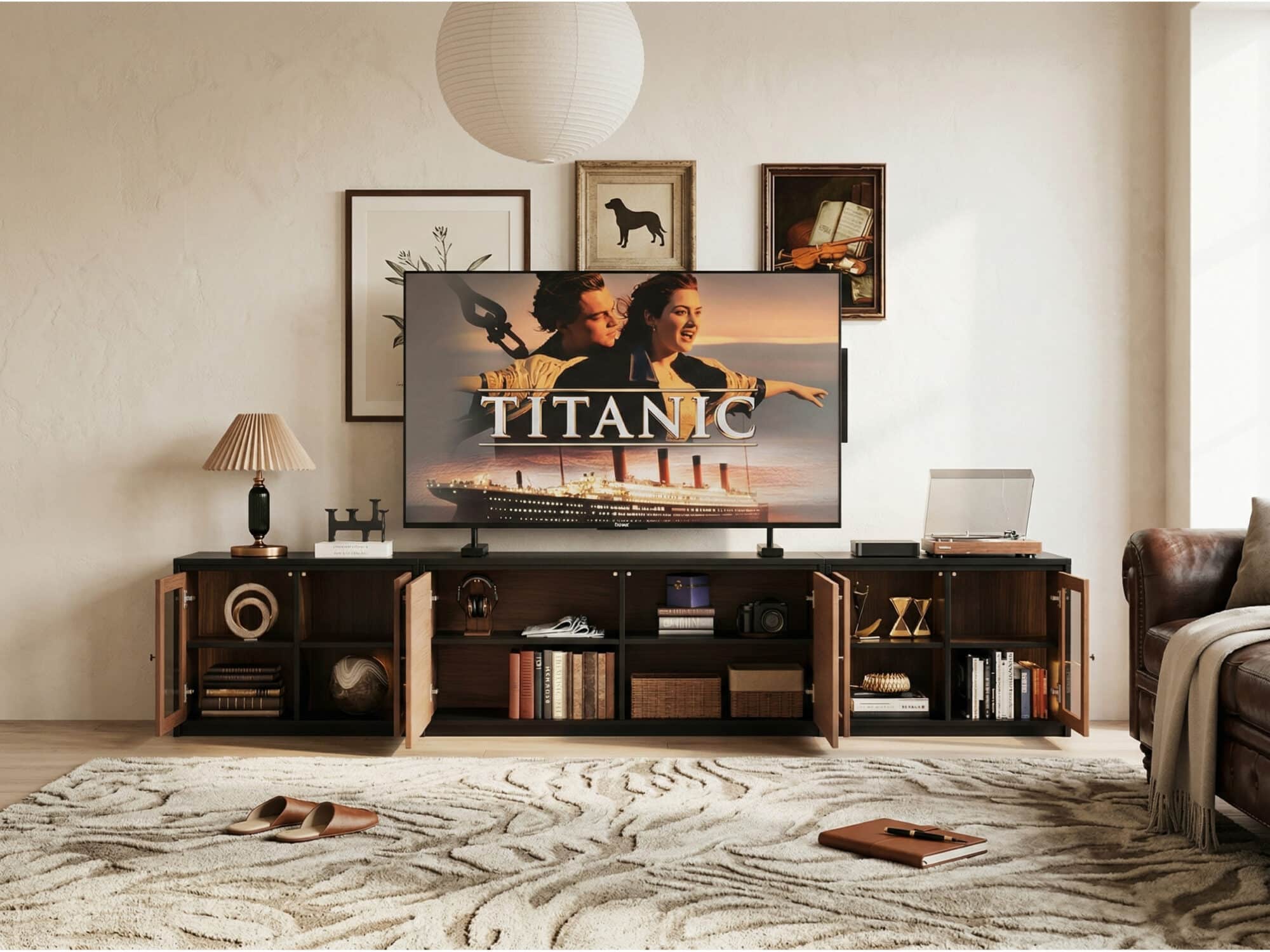 Modular Wooden TV Stand Set Optional Combination Media Console with Storage Cabinets - scene - 相册图 #4 Modular Wooden TV Stand Set Optional Combination Media Console with Storage Cabinets 相册图 #4 scene