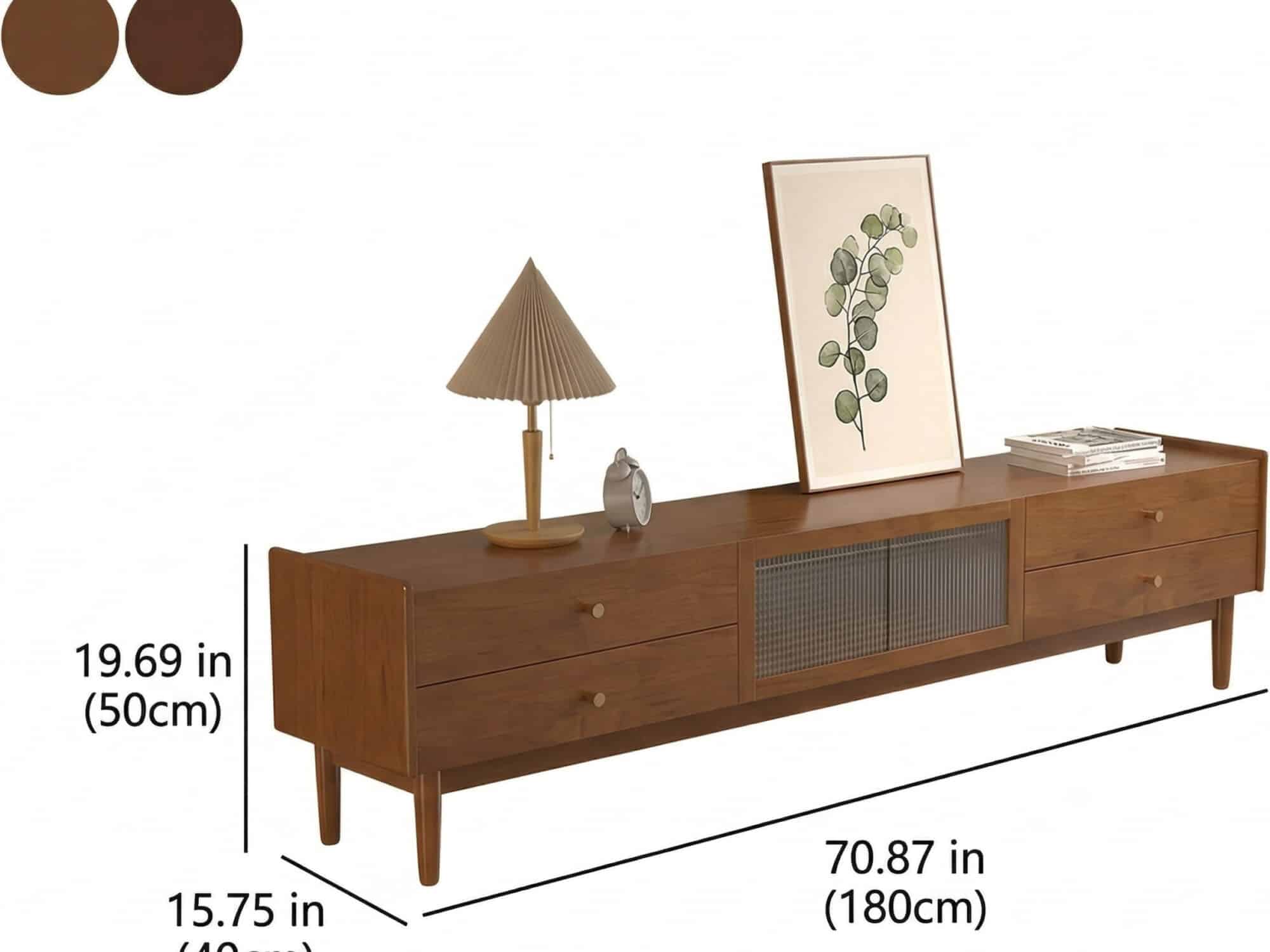 Nut-Brown Oak Medium Wood Tone TV Stand with Storage - dimensions - 相册图 #14 Nut-Brown Oak Medium Wood Tone TV Stand with Storage 相册图 #14 dimensions