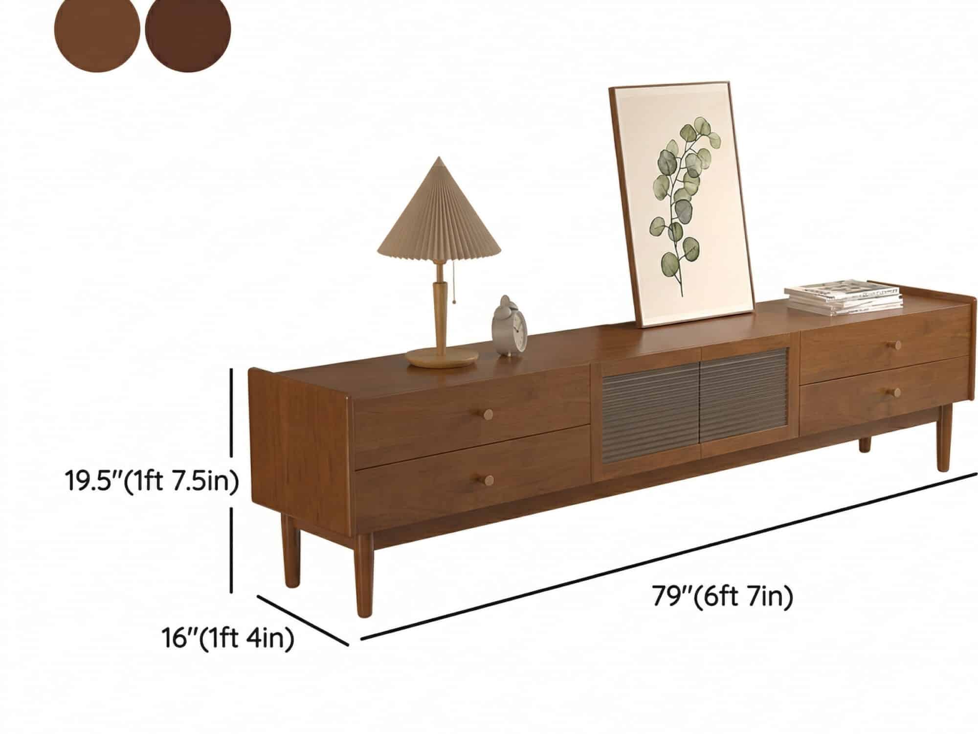 Nut-Brown Oak Medium Wood Tone TV Stand with Storage - dimensions - 相册图 #15 Nut-Brown Oak Medium Wood Tone TV Stand with Storage 相册图 #15 dimensions