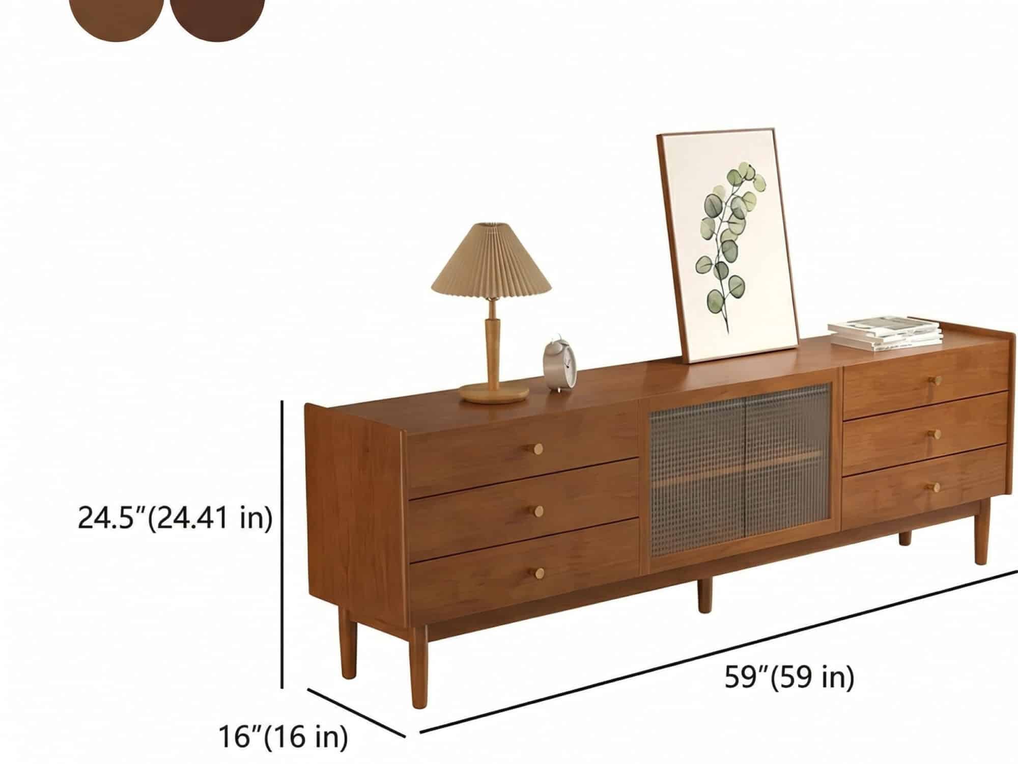 Nut-Brown Oak Medium Wood Tone TV Stand with Storage - dimensions - 相册图 #17 Nut-Brown Oak Medium Wood Tone TV Stand with Storage 相册图 #17 dimensions