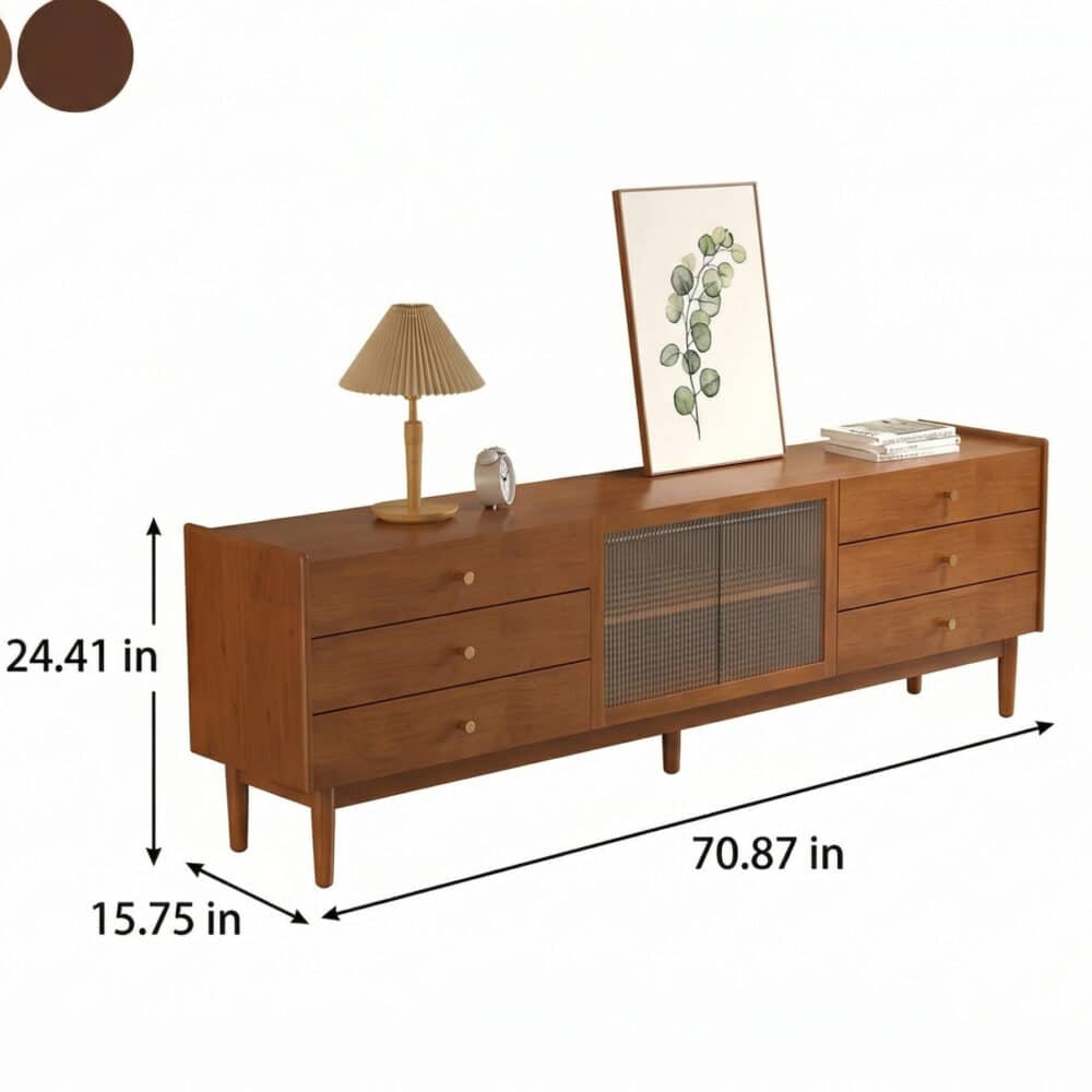 Nut-Brown Oak Medium Wood Tone TV Stand with Storage - dimensions - 相册图 #18 Nut-Brown Oak Medium Wood Tone TV Stand with Storage 相册图 #18 dimensions