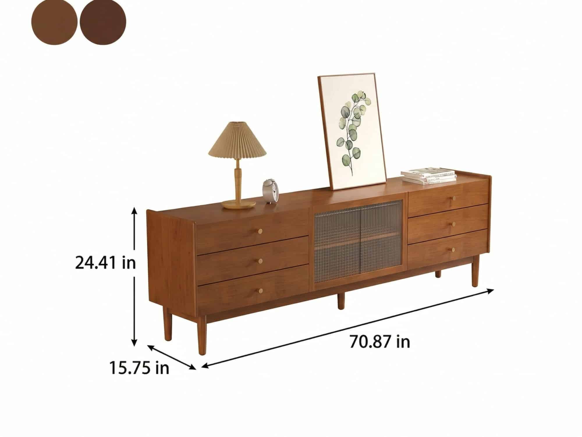 Nut-Brown Oak Medium Wood Tone TV Stand with Storage - dimensions - 相册图 #18 Nut-Brown Oak Medium Wood Tone TV Stand with Storage 相册图 #18 dimensions