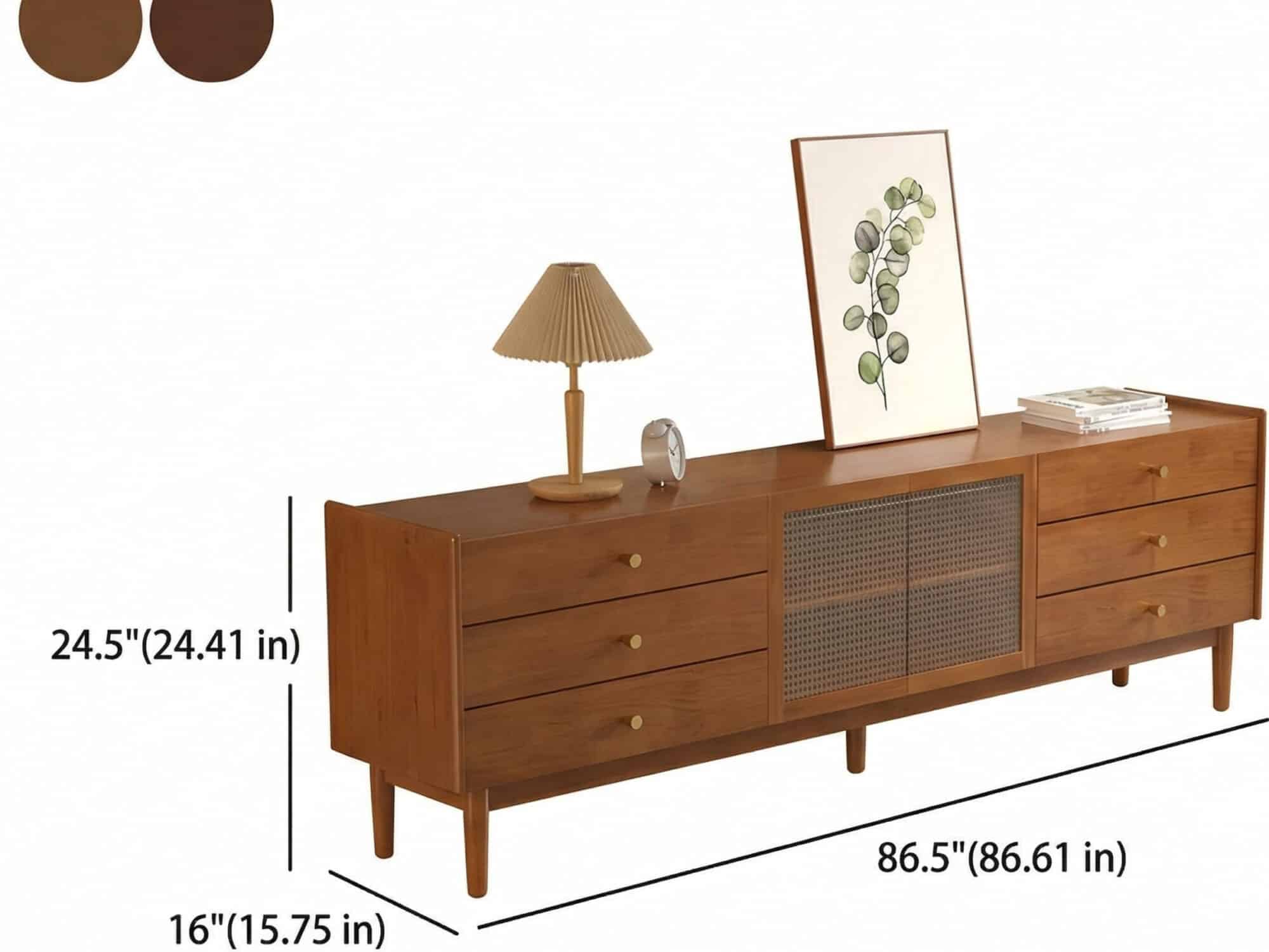 Nut-Brown Oak Medium Wood Tone TV Stand with Storage - dimensions - 相册图 #20 5 Nut-Brown Oak Medium Wood Tone TV Stand with Storage 相册图 #20 dimensions