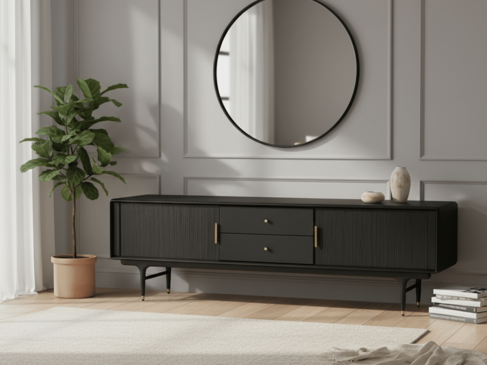 The Asher Oak Wood TV Stand - scene - 相册图 #5 The Asher Oak Wood TV Stand 相册图 #5 scene