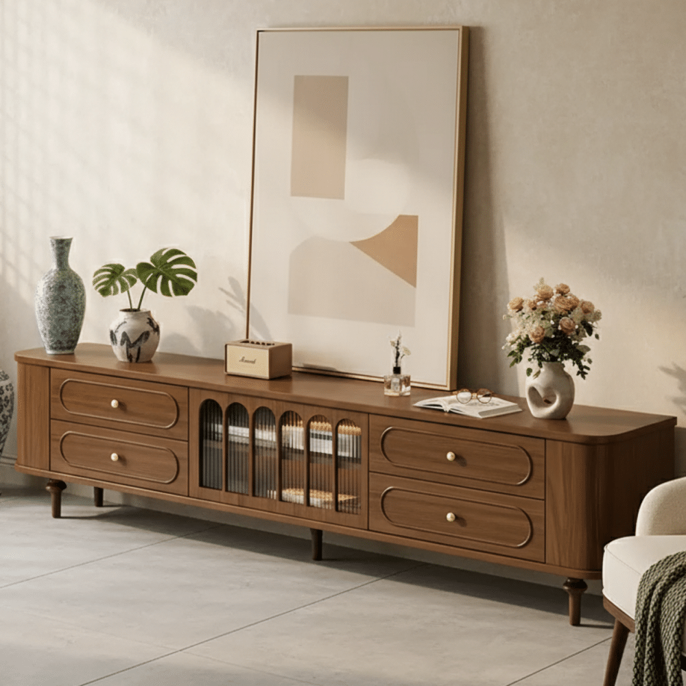 The Asher Solid Walnut TV Stand - scene - 相册图 #2 The Asher Solid Walnut TV Stand 相册图 #2 scene