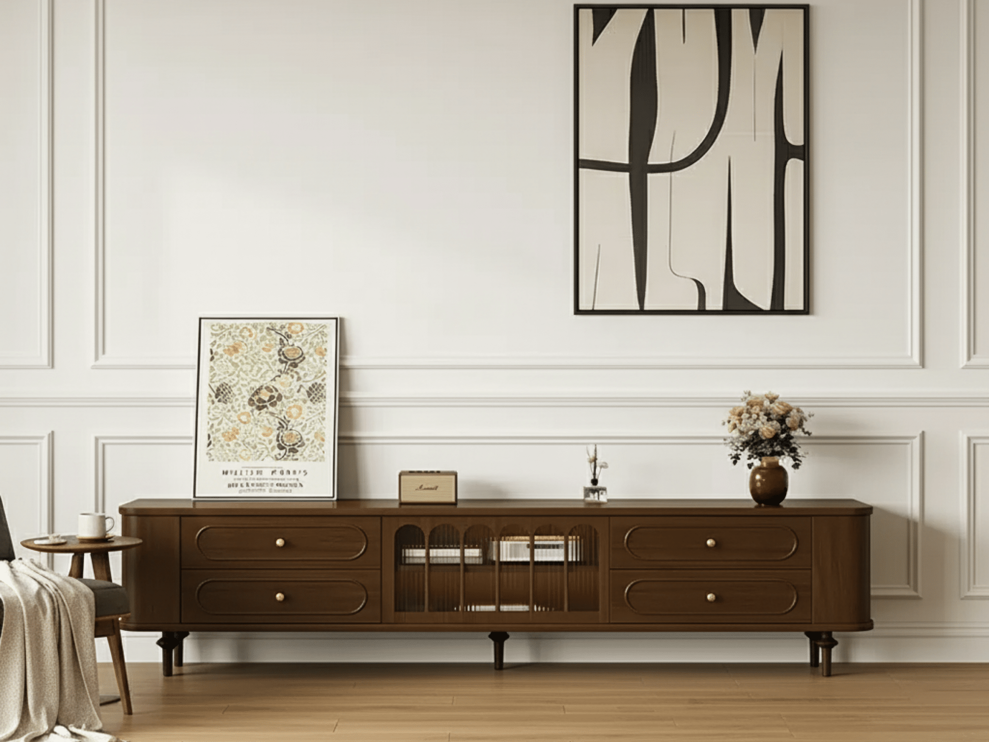 The Asher Solid Walnut TV Stand - scene - 相册图 #4 The Asher Solid Walnut TV Stand 相册图 #4 scene
