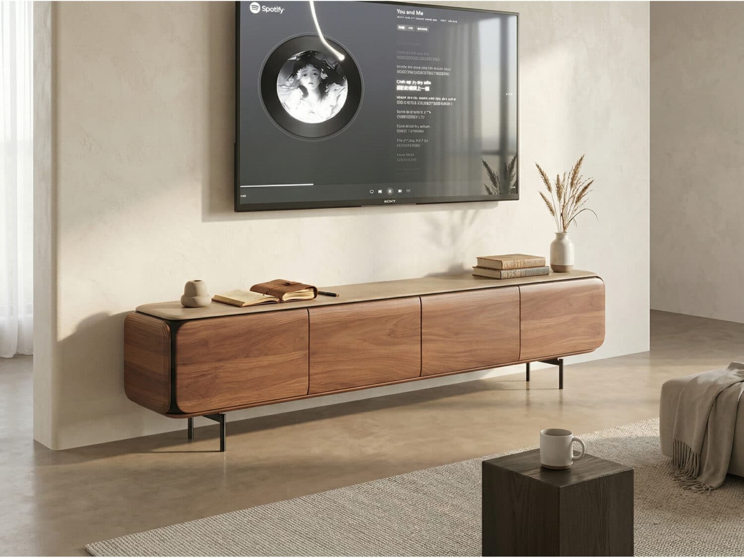 TV Stand Wooden TV Cabinet Modern Design Spacious Storage Elegant Aesthetic 商品主图 scene