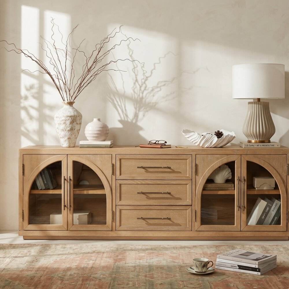 Valborg Solid Oak Media Console 相册图 #1 scene