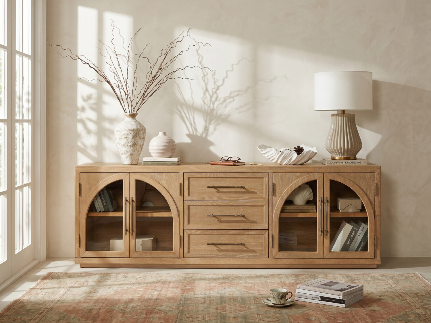 Valborg Solid Oak Media Console 相册图 #1 scene
