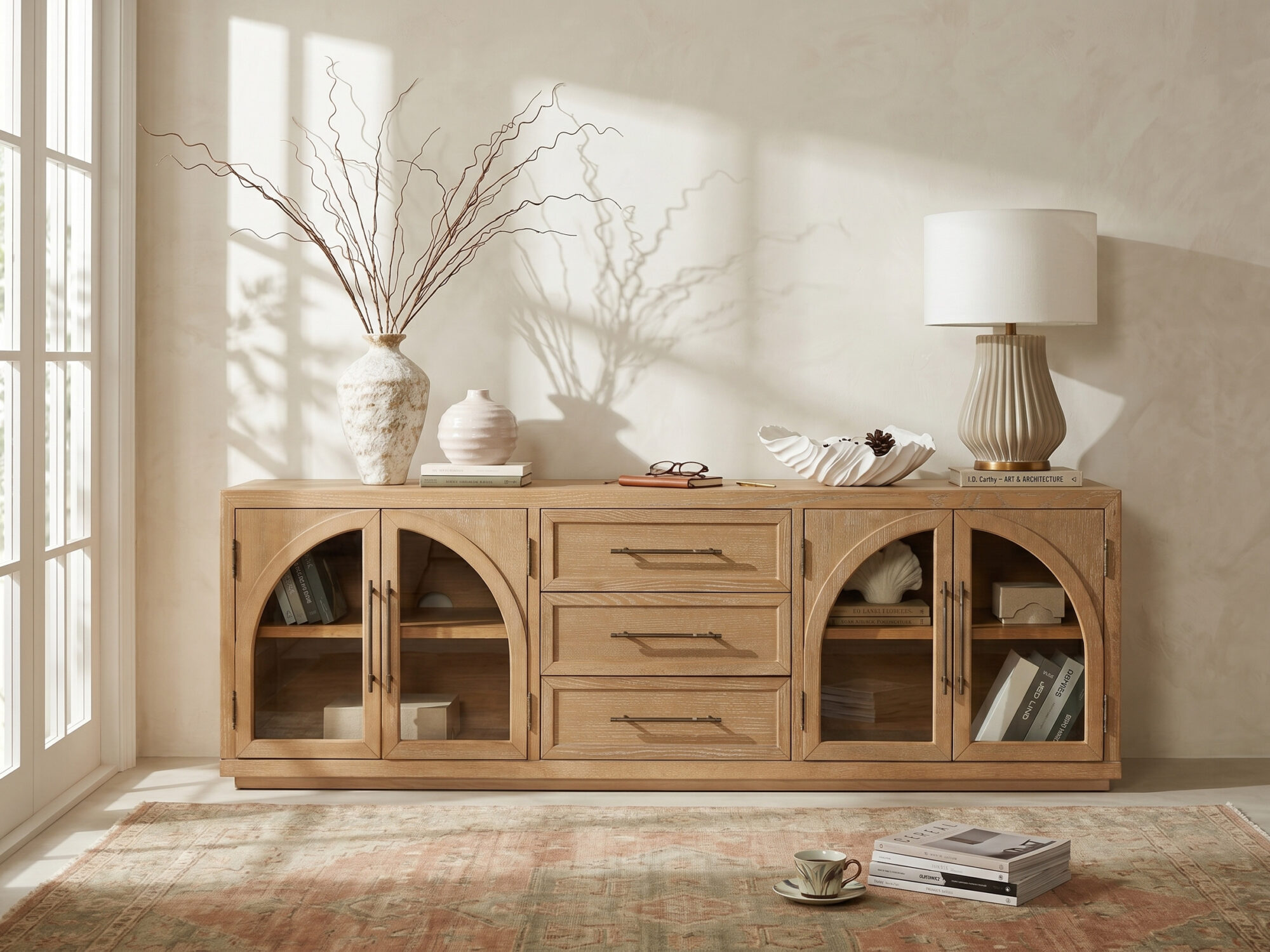 Valborg Solid Oak Media Console 相册图 #1 scene