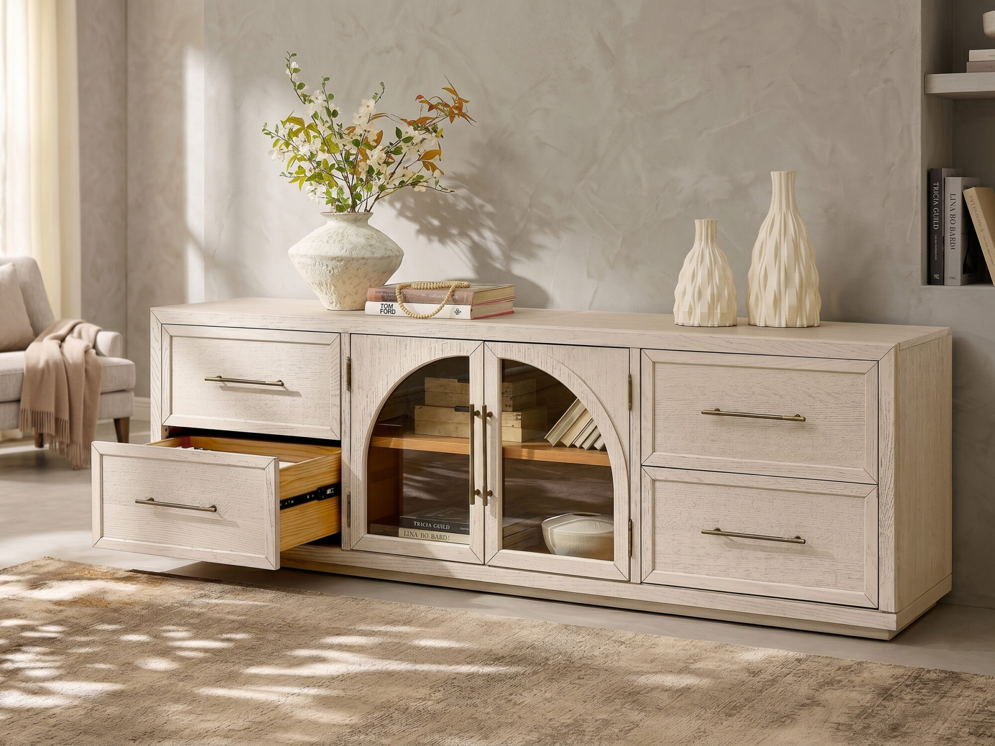 Valborg Solid Oak Media Console 相册图 #104 scene