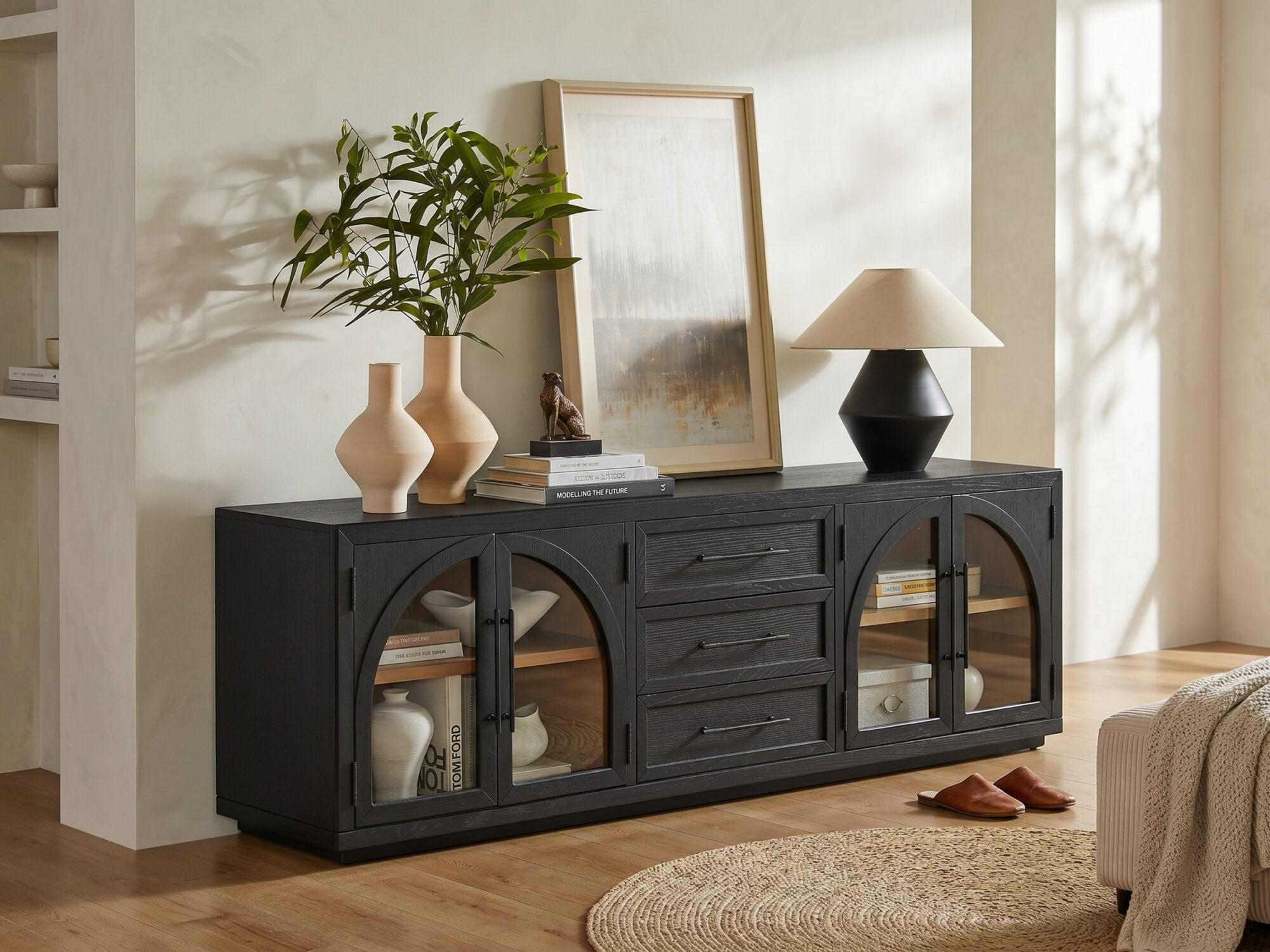 Valborg Solid Oak Media Console 相册图 #14 scene