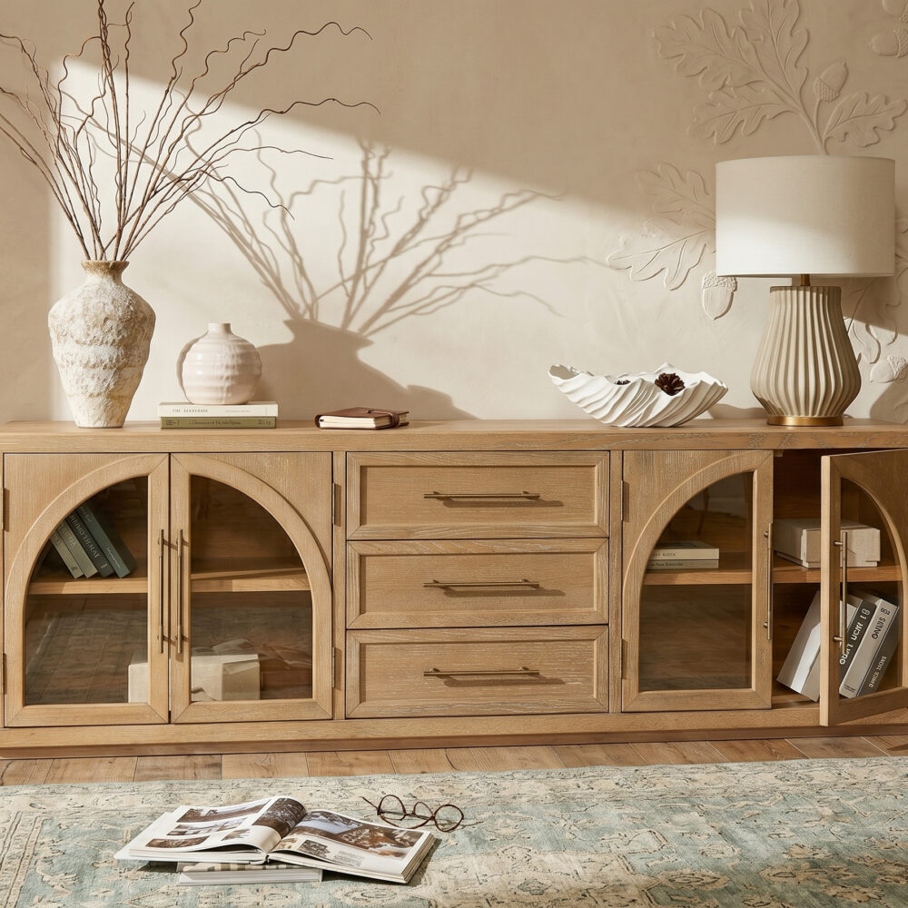 Valborg Solid Oak Media Console 相册图 #2 scene