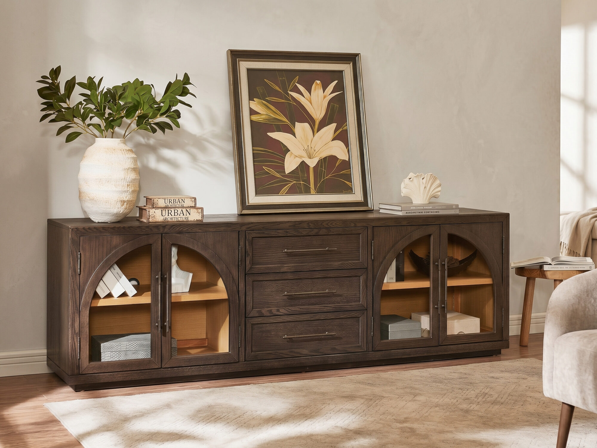 Valborg Solid Oak Media Console 相册图 #39 scene