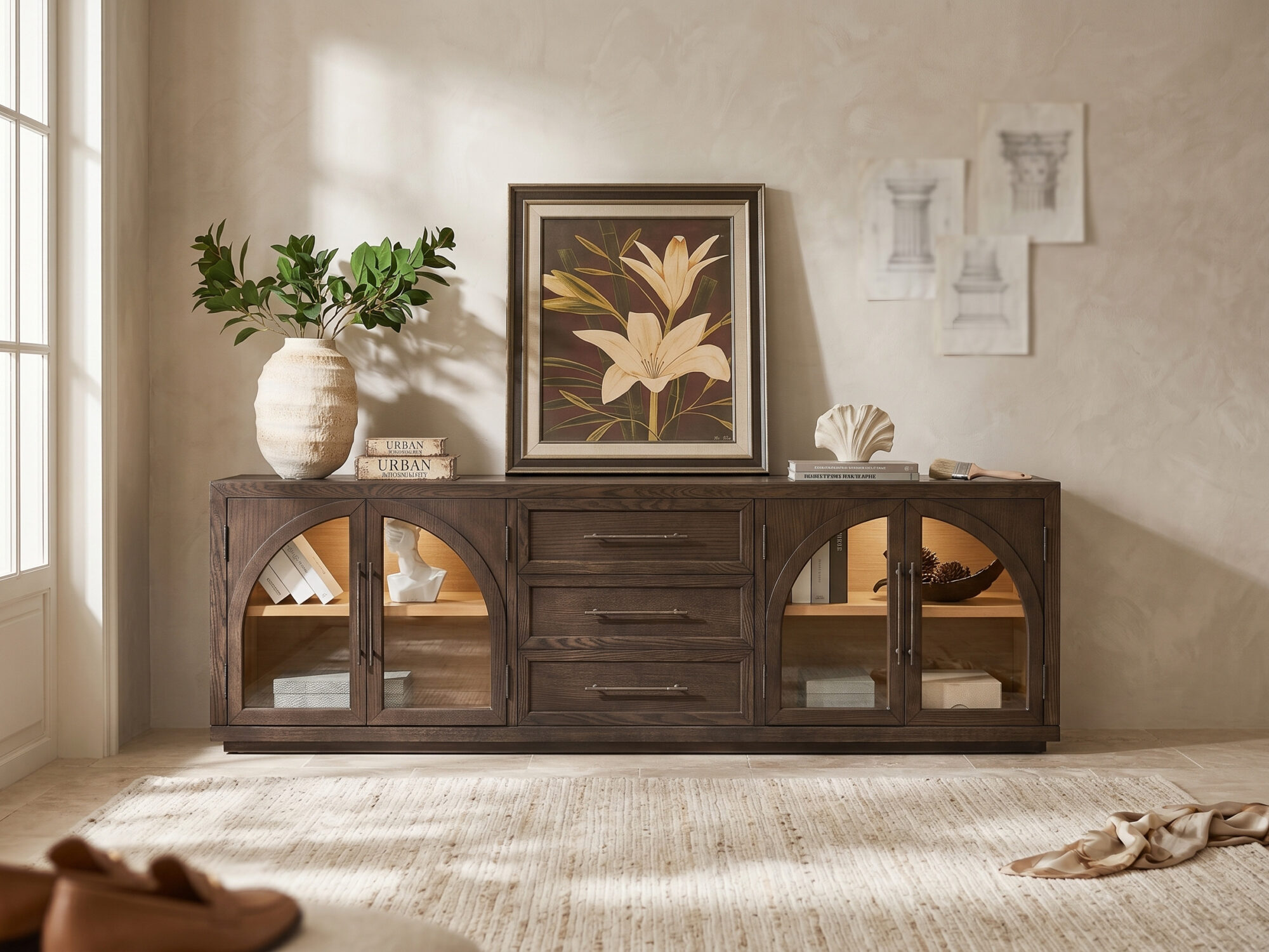 Valborg Solid Oak Media Console 相册图 #40 scene