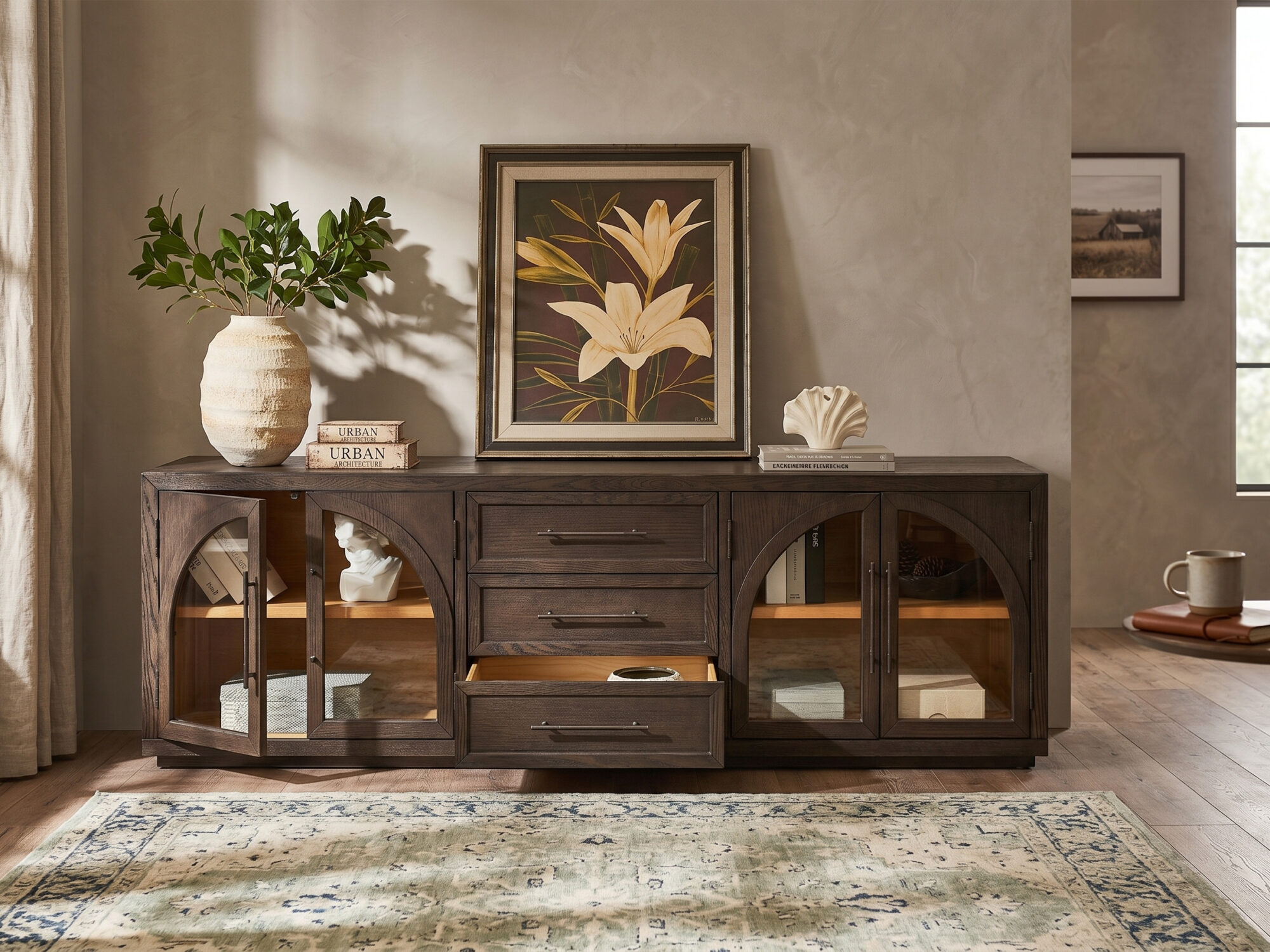 Valborg Solid Oak Media Console 相册图 #41 scene