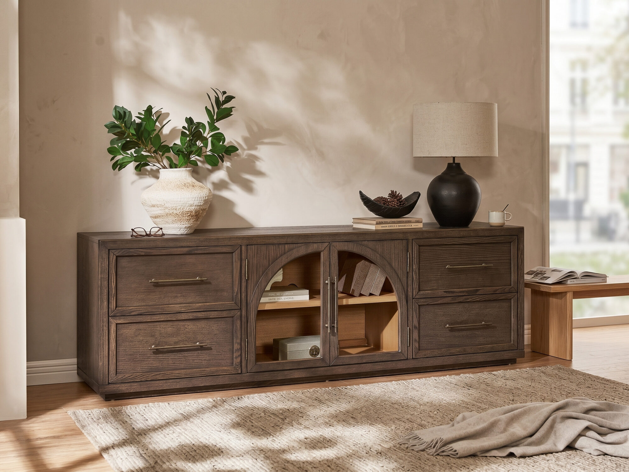 Valborg Solid Oak Media Console 相册图 #49 scene