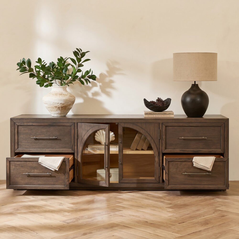 Valborg Solid Oak Media Console 相册图 #50 scene