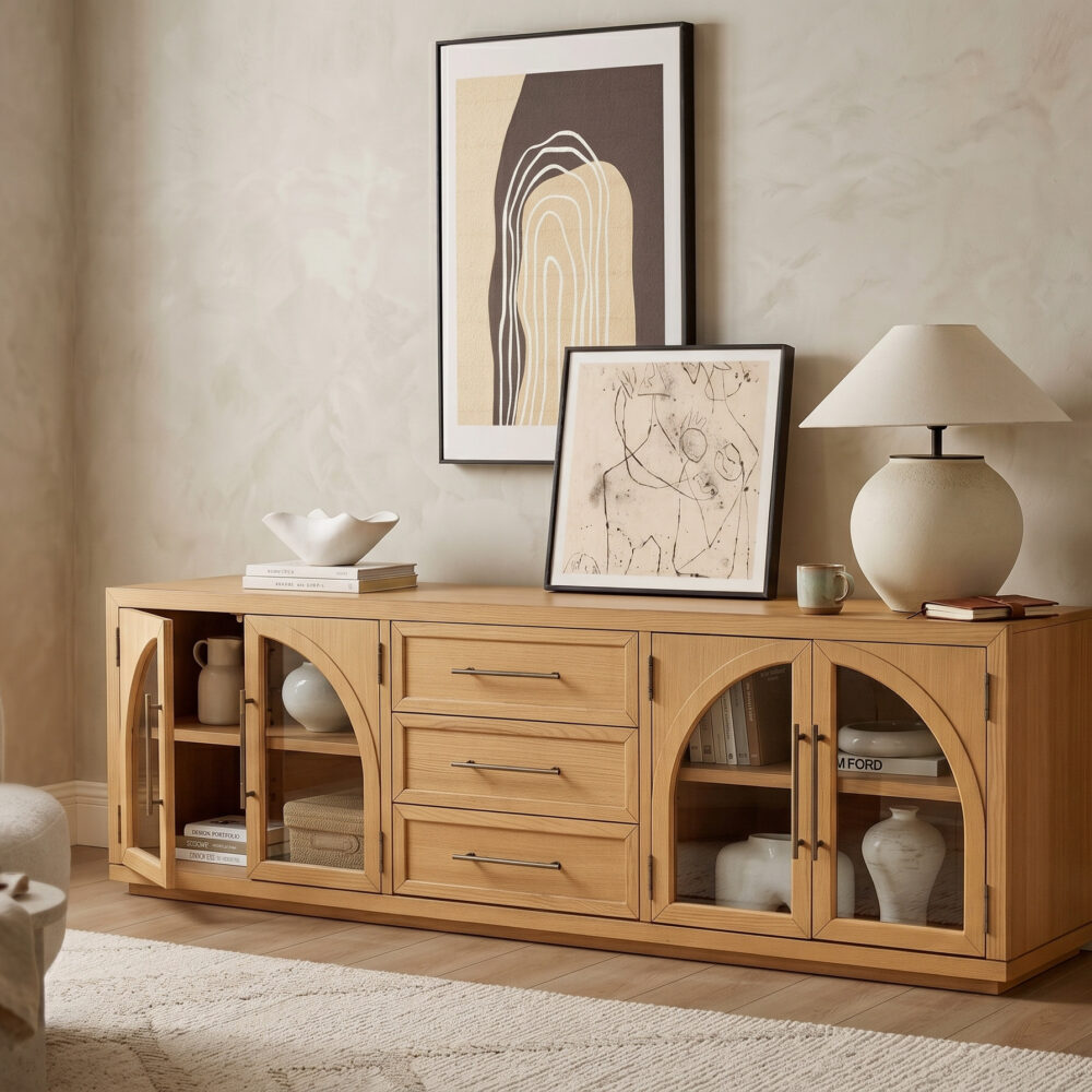 Valborg Solid Oak Media Console 相册图 #59 scene