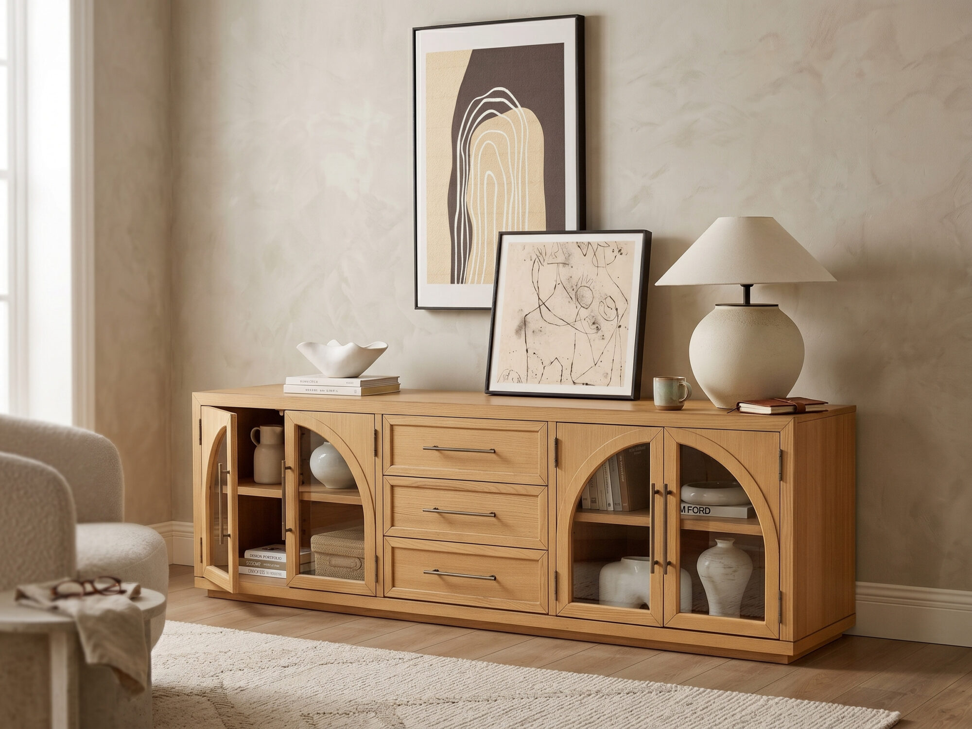 Valborg Solid Oak Media Console 相册图 #59 scene