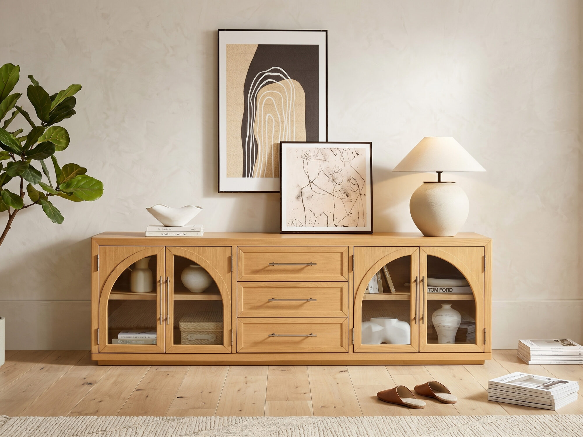 Valborg Solid Oak Media Console 相册图 #60 scene