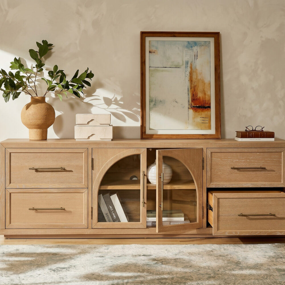 Valborg Solid Oak Media Console 相册图 #86 scene