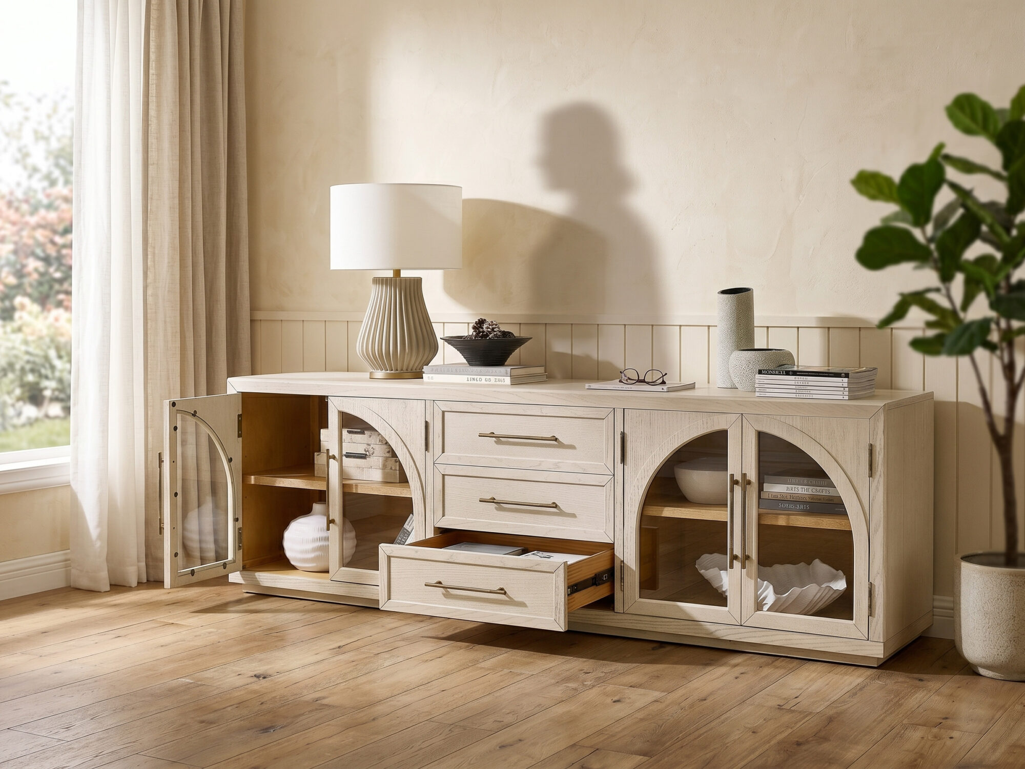 Valborg Solid Oak Media Console 相册图 #95 scene