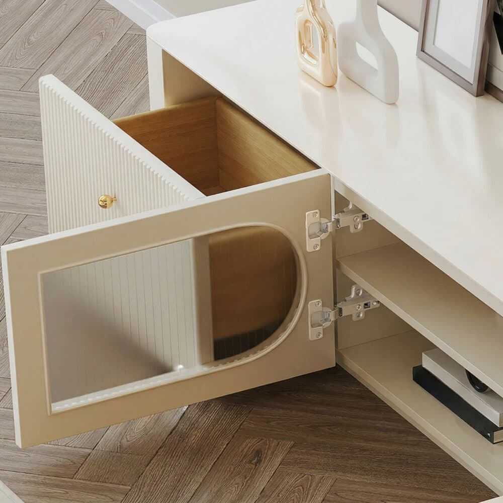 White Wood Shelves Cabinet Drawers Rectangle TV Stand - resized - 相册图 #11 White Wood Shelves Cabinet Drawers Rectangle TV Stand 相册图 #11 resized