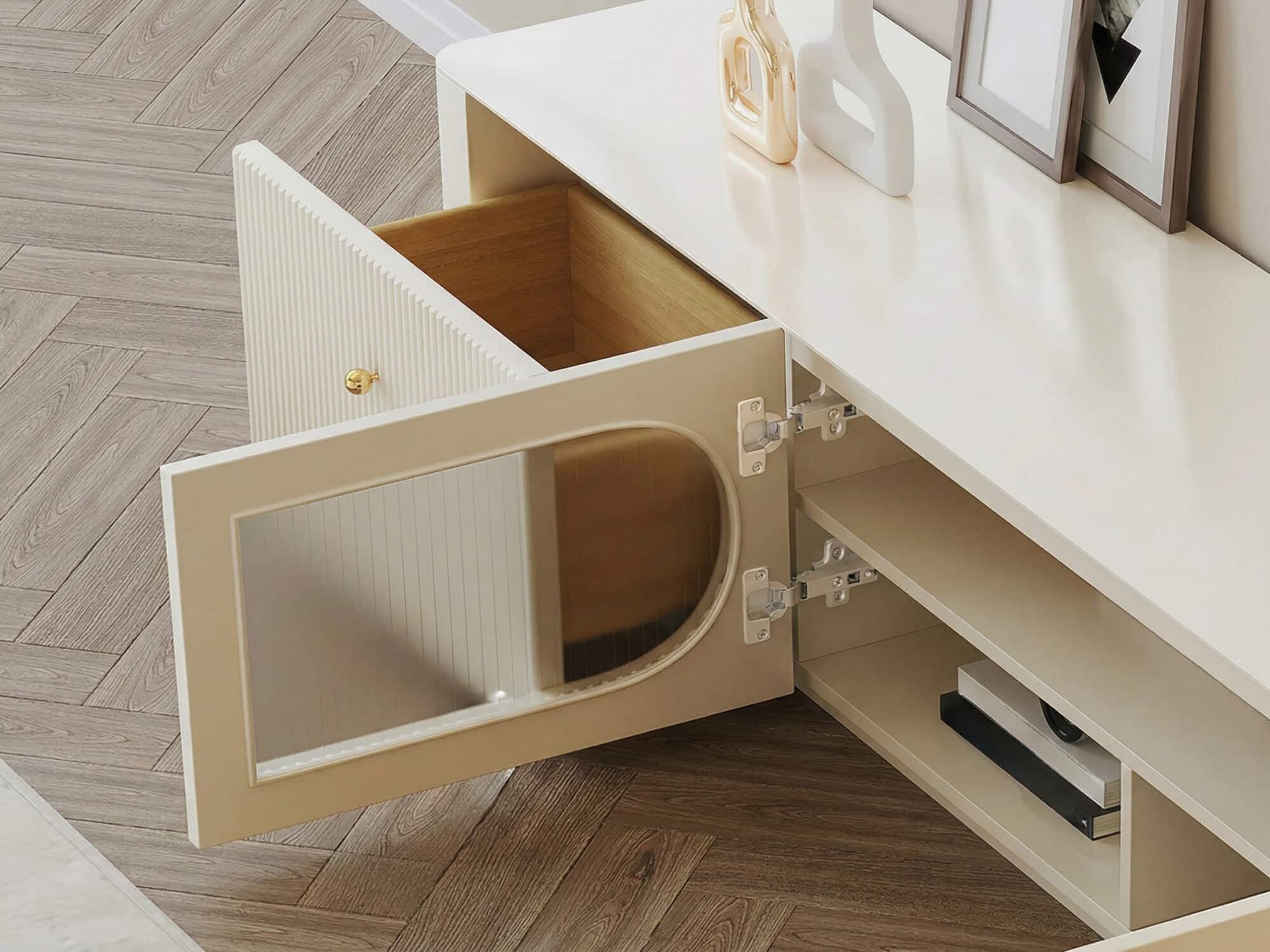 White Wood Shelves Cabinet Drawers Rectangle TV Stand - resized - 相册图 #11 White Wood Shelves Cabinet Drawers Rectangle TV Stand 相册图 #11 resized