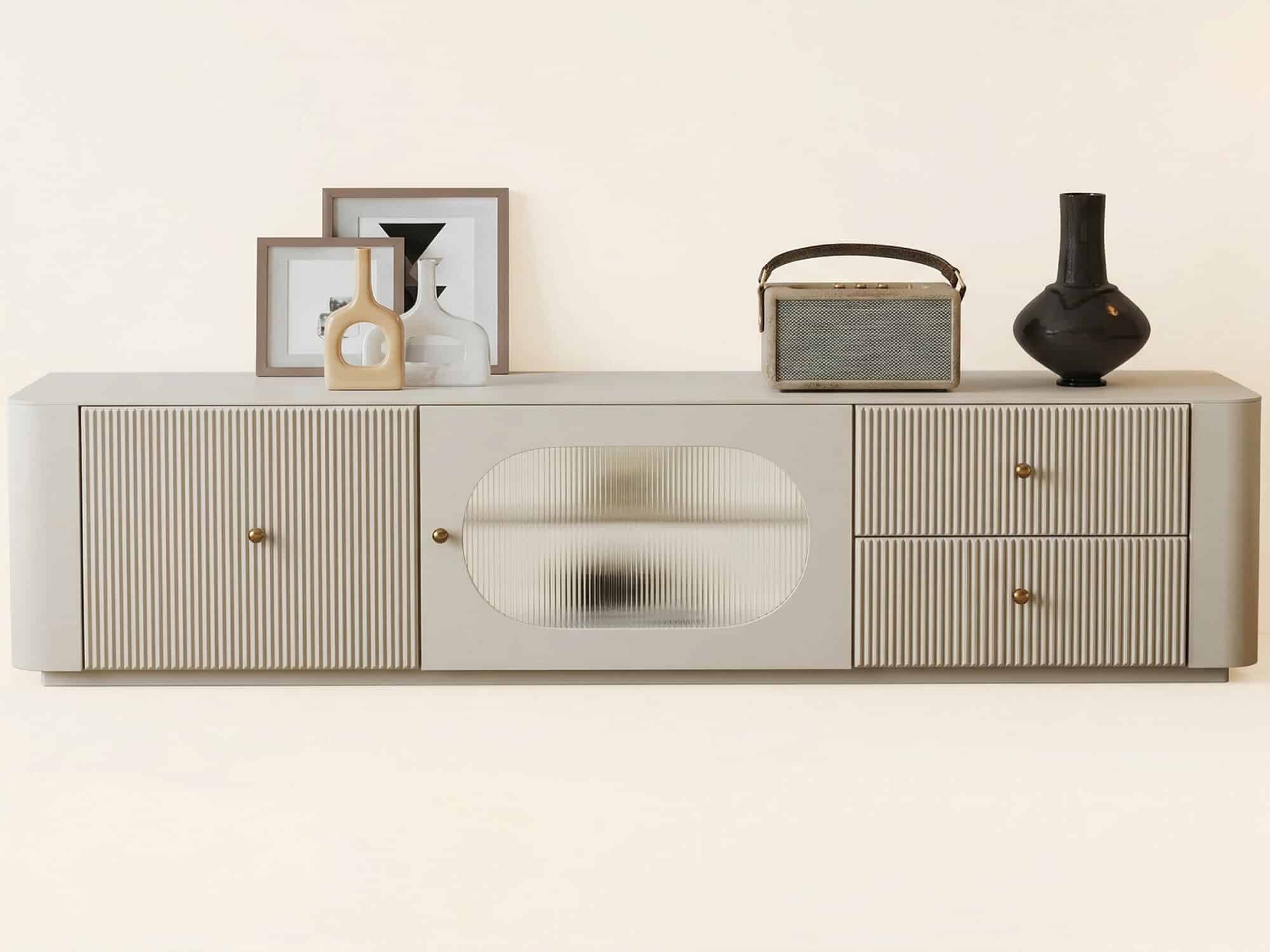 White Wood Shelves Cabinet Drawers Rectangle TV Stand - resized - 相册图 #3 White Wood Shelves Cabinet Drawers Rectangle TV Stand 相册图 #3 resized