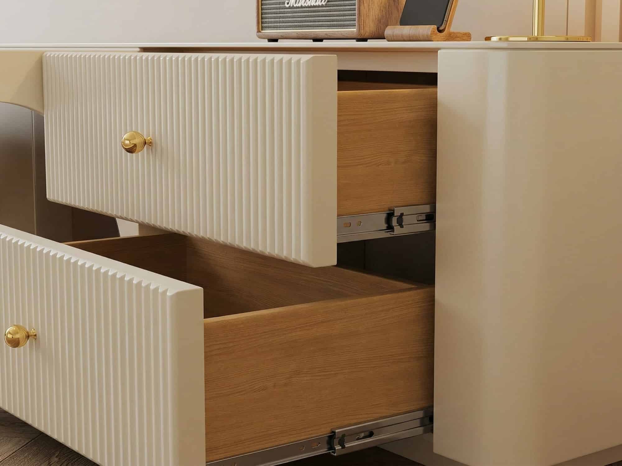 White Wood Shelves Cabinet Drawers Rectangle TV Stand - resized - 相册图 #7 White Wood Shelves Cabinet Drawers Rectangle TV Stand 相册图 #7 resized